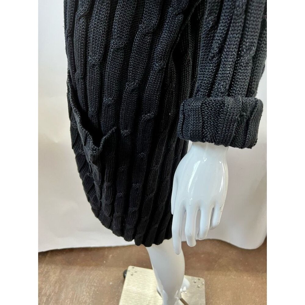 Eskandar Black Cable Knit Long Cardigan Sweater Open Front With Pockets Womens 1 - Picture 4 of 12